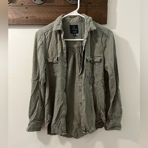 Women’s green button up AEO